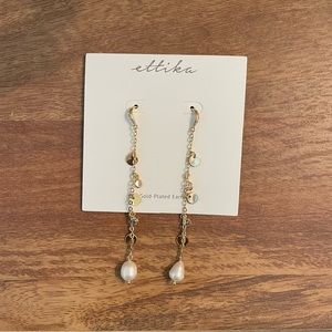 Ettika Gold and Pearl Drop Earrings